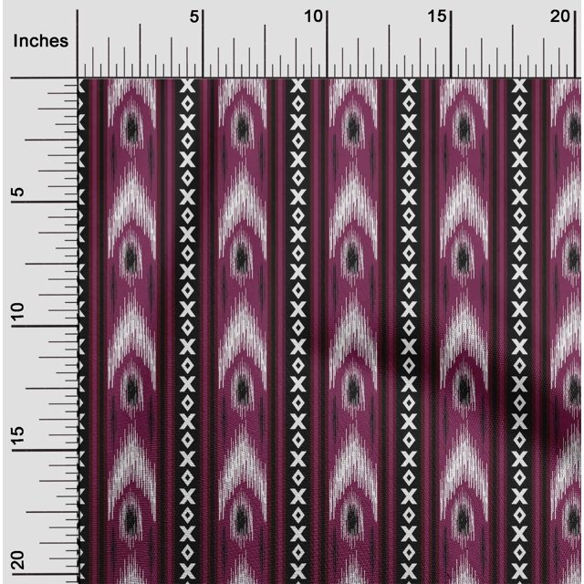 oneOone Cotton Poplin Fabric Stripe & Geometric Ikat Print Fabric BTY 56 Inch Wide