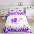 thumbnail image 2 of Erosebridal Ensembles de Literie Initiale Florale Double avec Couette, Insert de Couette Fleur Papillon, Déco de Chambre Ado, Réversible, 3 Pcs, 2 of 8