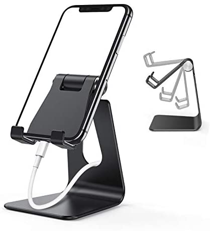 ORIbox Cell Phone Stand, Adjustable Phone Stand for Desk, Aluminum Desktop Solid Universal Desk Stand, Compatible
