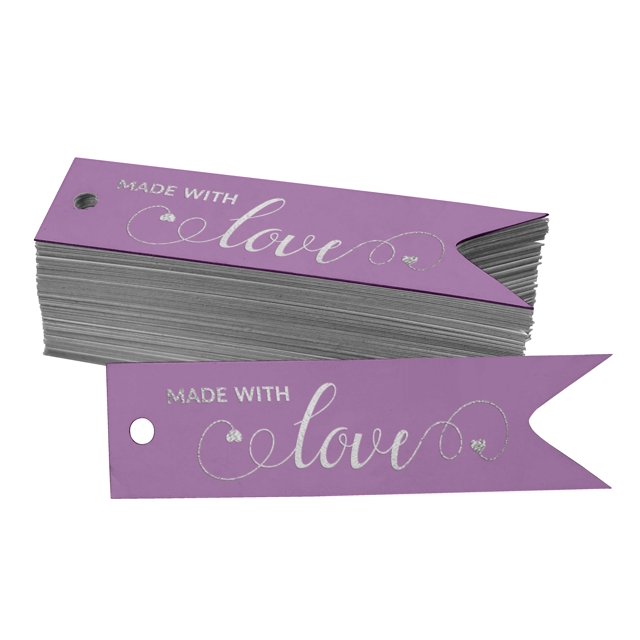 Inkdotpot Real Silver Foil Made With Love Text Tags Favor Hang Paper Tags 100 Pieces