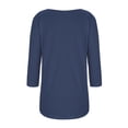 thumbnail image 3 of FAIWAD Oversized Tshirts for Women 3/4 Sleeve Button Decor Tops Cute Round Neck Basic Business Tees Blouses, 3 of 4