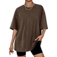 thumbnail image 2 of Yuyuzo T-Shirts Surdimensionnés pour Femmes Col Rond Manches Courtes Hauts Unis Été Décontractés Blouses Légères, 2 of 3