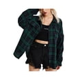 thumbnail image 1 of Women Plaid Flannel Shirt Jacket Button Down Lapel Long Sleeve Shirts Blouse Shacket Cardigan Coats Fall Spring Clothes, 1 of 7