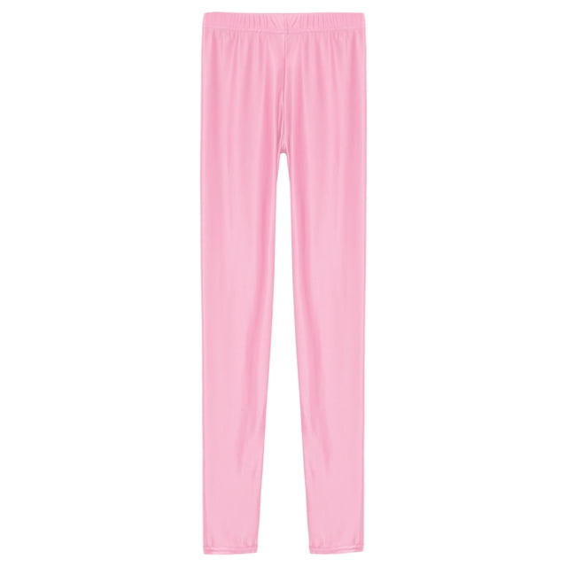 Choomomo Women's Glossy Stretch Sports Hip Hop Rave Street Modern Dancing Performance Tight Leggings Pants Pink M