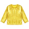 thumbnail image 4 of MIASHUI T-Shirt à Paillettes pour Garçons et Filles, Col Rond, Manches Longues, pour Fête de Carnaval, Or, 7-8 Ans, 4 of 6