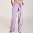 thumbnail image 2 of Yuyuzo Womens Cotton Linen Pants Drawstring Low Waisted Lounge Pants Casual Flowy Summer Beach Trousers, 2 of 7