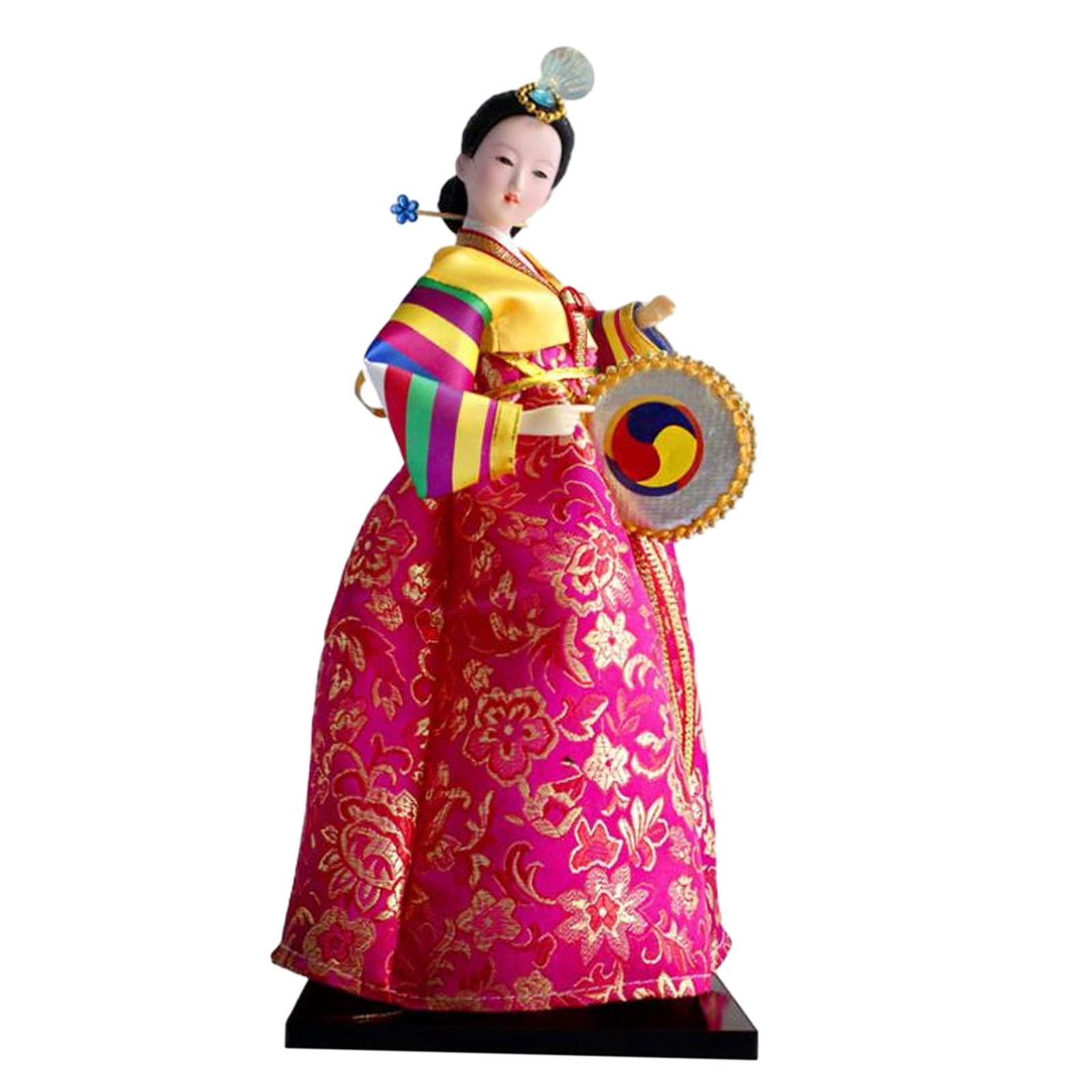 DOLITY Poupée Hanbok Mignonne Statue Kabuki Jouet Unique Miniature Déco Korean Geisha Poupée D