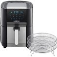 thumbnail image 1 of 7 Qt XL Air Fryer & Dehydrator - Touchscreen, 1700W, 3 Racks, Preheat & Broil, 8 Presets (Silver), 1 of 5