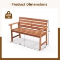 thumbnail image 3 of Costway Patio Solid Wood Bench Wood 2-Seat Chair with Slatted Seat & Inclined Backrest, 3 of 10
