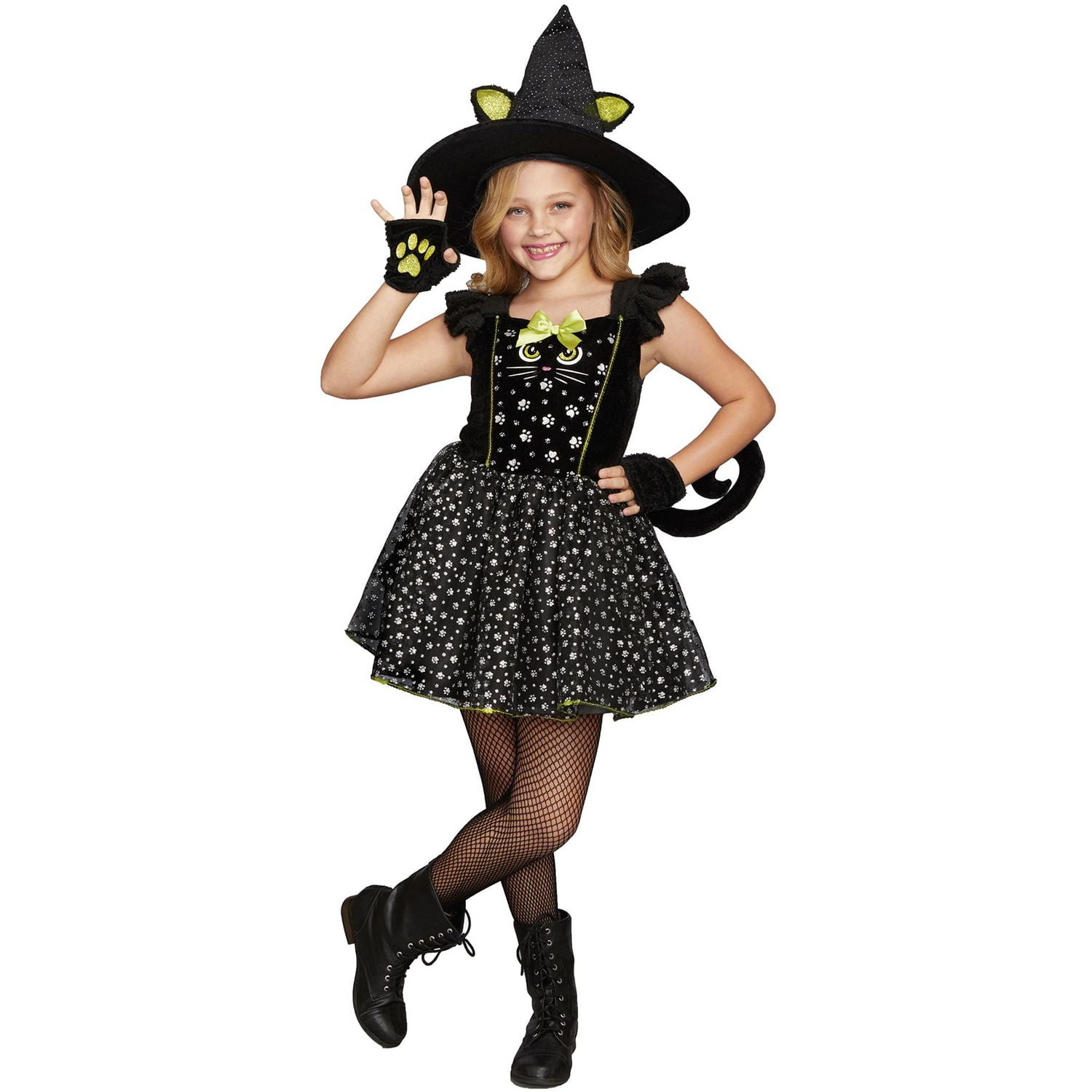 Filles Minou Sorcière Petit Costume Halloween
