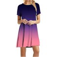 thumbnail image 1 of Robe Mini Ample Décontractée pour Femmes à Manches Courtes, Col Rond, Imprimée, 1 of 9