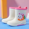 thumbnail image 1 of XIMIN Kids Rain Boots Cute Non Slip Rain Boots Toddler Cartoon Rabbit PVC Rubber Rain Shoes with Warm Inner Boys Girls Rubber Short Rainboots for Outdoor, 1 of 5