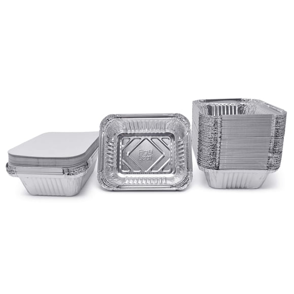 (120 Pack) Premium 1-LB Takeout Pans with Lids - 5.6" x 4.6" x 1.9" l Extra Heavy-Duty l Disposable Aluminum Foil for Catering Party Meal Prep Freezer Drip Pans BBQ Potluck