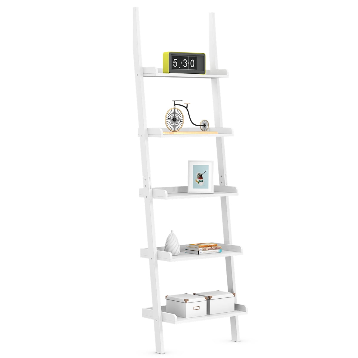 Patiojoy 5 Layers Display Shelves Bookcase Shelving Unit Storage Wall Stand White