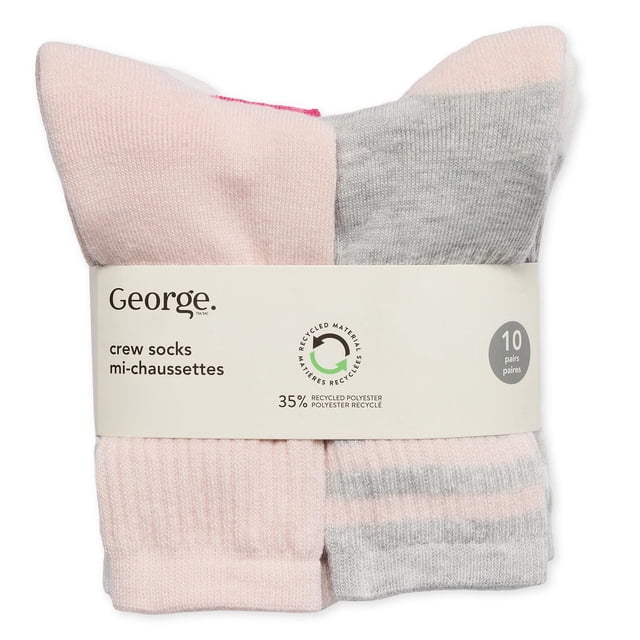 George Girls' Crew Socks 10-Pack