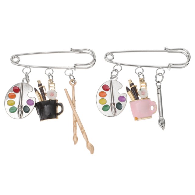 2 Pcs Pinceaux Broches en Alliage Épingles à Seins Artistes Chic Broches à Revers