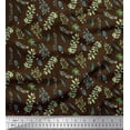 thumbnail image 1 of Soimoi Brown Heavy Canvas Fabric Curry & Leaves Decor Fabric Printed BTY 58 Inch Wide, 1 of 3