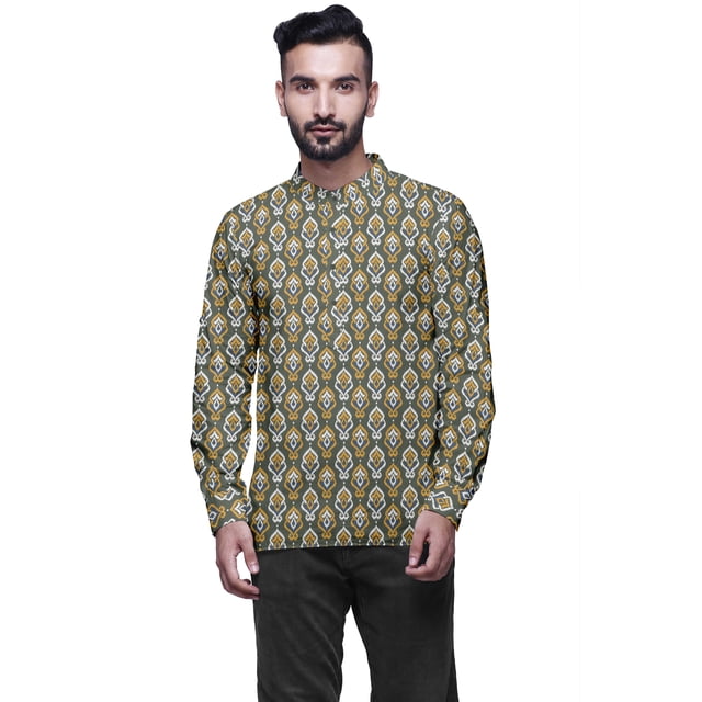 Atasi Mandarin Collar Short Kurta Mens ShirtWith Long Cuff Sleeves For Men