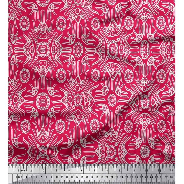 Soimoi Cotton Poplin Fabric Floral & Moroccan Damask Print Fabric by Yard 56 Inch Wide