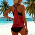 thumbnail image 4 of Moxiu Women's Two Piece Tankini Bathing Suits T-Back Top Ruched Padded Modest Swim Shorts Summer Basic Swimwear Red,XL, 4 of 5