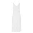 thumbnail image 4 of VEKDONE Robe d'Été Sans Manches en Coton et Lin Uni à Col en V pour Femme Jupe Blanche G, 4 of 6