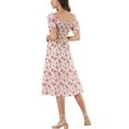 thumbnail image 3 of INSPIRE CHIC Robe pour Femme Édition Smockée à Fleurs Col Carré Manches Courtes Bouffantes Printemps Été Robes Midi Beige TG, 3 of 7