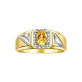 thumbnail image 1 of RYLOS Men's Rings Yellow Gold Plated Silver Classic 7X5MM Oval Gemstone & Diamond Ring Citrine November Birthstone Rings For Men Size 9, 1 of 7