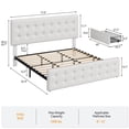 thumbnail image 2 of Bed Frame with 4 Storage Drawers and Adjustable Headboard, Upholstered Mattress Foundation with Skin-Frienly Linen, No Box Spring Needed, 2 of 9
