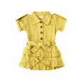 thumbnail image 1 of Summer Toddler Kid Baby Girl Short Sleeve Button Dress Party Ruffle Dress, 1 of 5