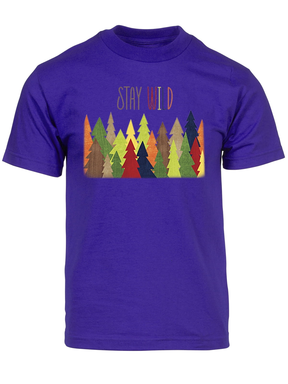 Gravity Trading T-Shirt à Manches Courtes pour Hommes Stay Wild Forest - Violet - 3TG