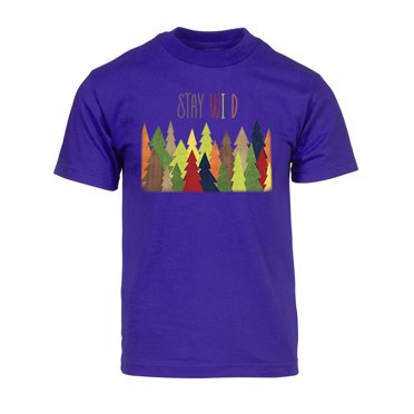 Gravity Trading T-Shirt à Manches Courtes pour Hommes Stay Wild Forest - Violet - 3TG
