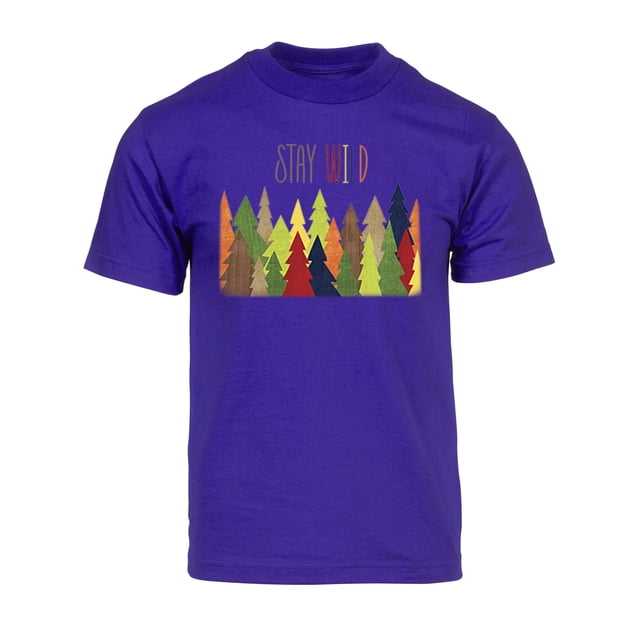 Gravity Trading T-Shirt à Manches Courtes pour Hommes Stay Wild Forest - Violet - 2TG
