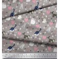 thumbnail image 3 of Soimoi Cotton Cambric Fabric Heart,Footprint & Cat Animal Print Fabric by The Yard 42 Inch Wide, 3 of 3