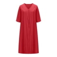 thumbnail image 4 of Gspmoly Robes pour Femmes, Robe d'Été Unie à Manches Courtes et Col en V pour Femmes, Robes de Soirée pour Femmes jusqu'à 65 % de Rabais, 4 of 6