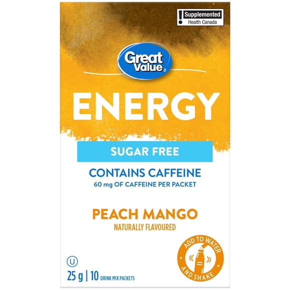 Great Value Sugar Free Naturally Flavoured Peach Mango Energy Drink Mix Packets