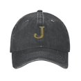 thumbnail image 1 of ZICANCN Casquette de Baseball Ajustable pour Femmes, Casquettes Motif Alphabet J pour Hommes Adultes en Denim de Coton Lavé Mode, Noir, 1 of 6