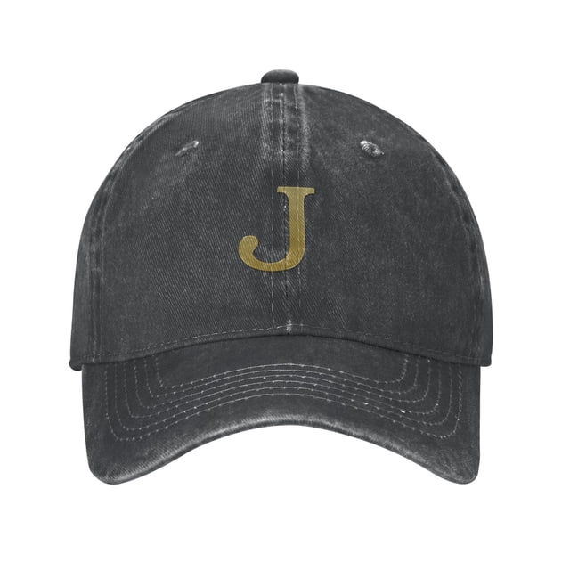 ZICANCN Casquette de Baseball Ajustable pour Femmes, Casquettes Motif Alphabet J pour Hommes Adultes en Denim de Coton Lavé Mode, Noir