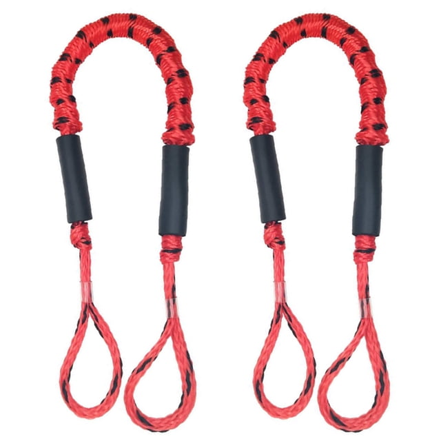Yeacher 2Pcs 3.5-5.5ft Bungee Dock Line Mooring Stretch Rope Quick Docking for Boat (Red)