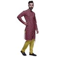 thumbnail image 2 of Atasi Party Wear Kurta Pajama For Men Mandarin Collar Ethnic Printed Kurta Set, 2 of 3