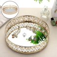 thumbnail image 2 of Mirrored Crystal Vanity Makeup Tray Jewelry Organizer Decorative Tray Home, 2 of 8