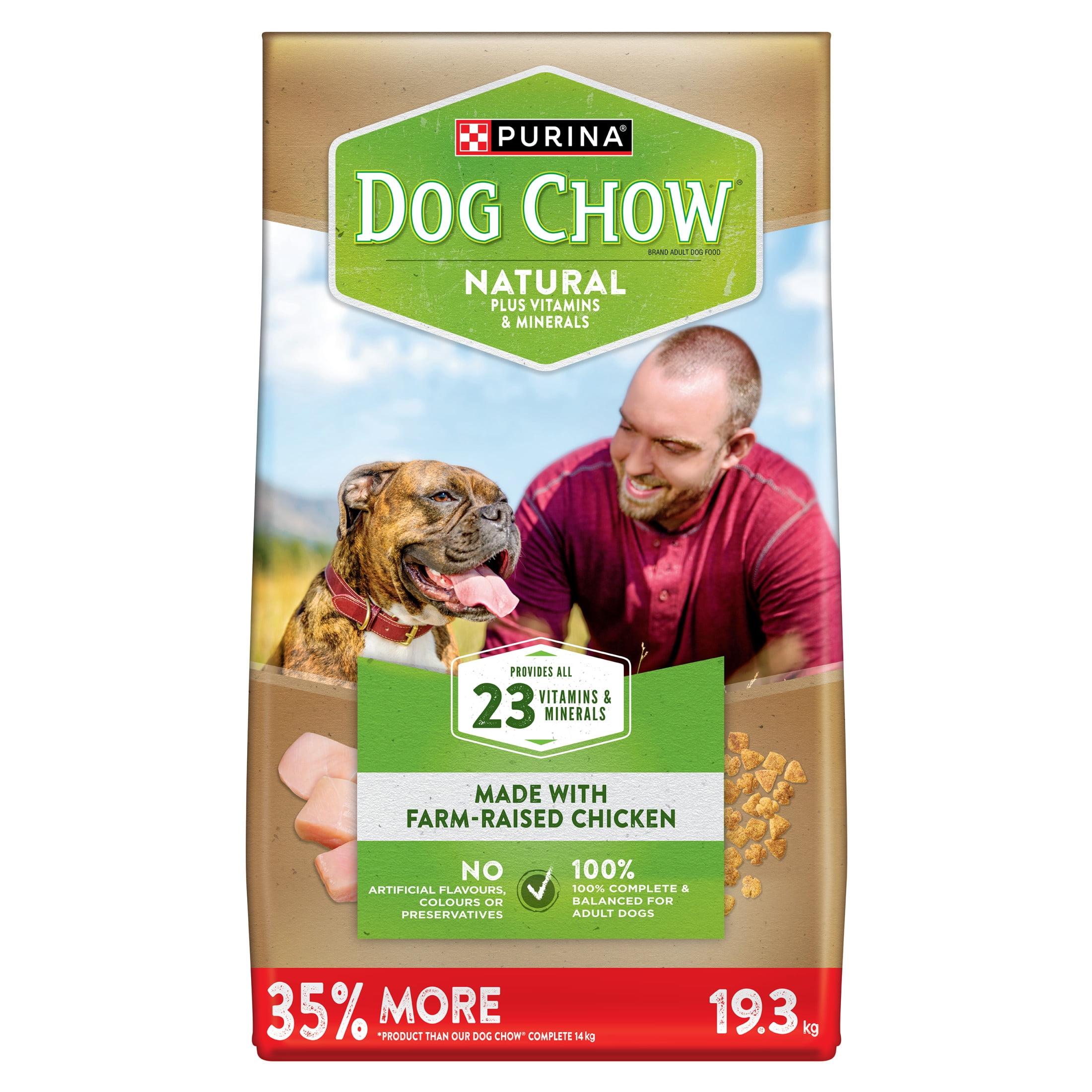 Purina Dog Chow Natural with Farm-Raised Chicken, Dry Dog Food 19.3 kg