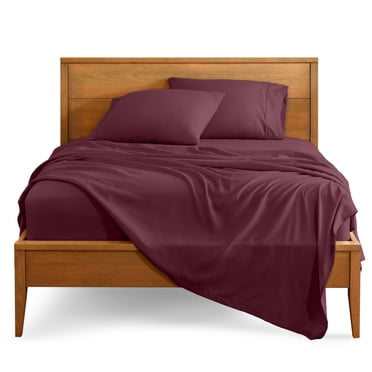 Bare Home Premium 1800 Collection 4-Piece Bed Sheet Set, Queen, Burgundy