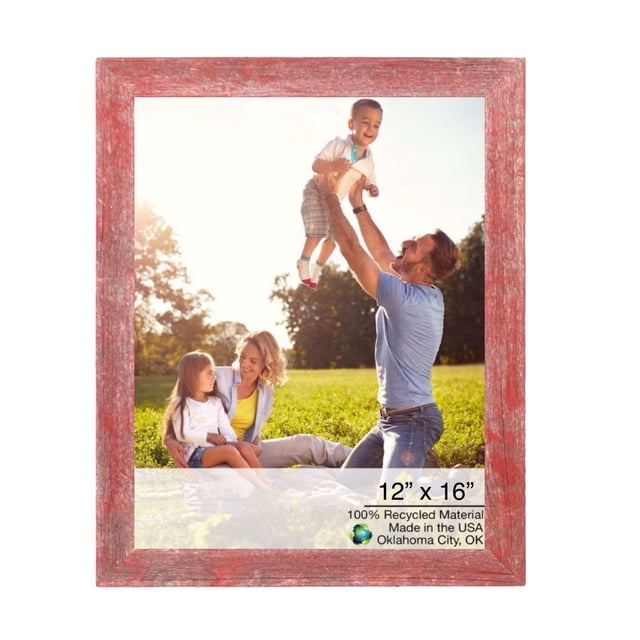 homeroots home decor 386504 12” x 16” Rustic Farmhouse Red Wood Frame