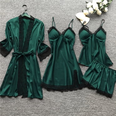 Fgnfyis Lingerie Women Silk Lace Robe Dress Babydoll Sleepwear Nightdress Pajamas Set Sleepwear Sets Army Green XXXL