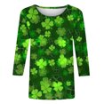 thumbnail image 5 of FAIWAD T-Shirt Femme Manches 3/4 Col Rond Décontracté Grande Taille Tunique Chandail, 5 of 5