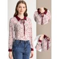 thumbnail image 2 of INSPIRE CHIC Women's Contrast Color Collar See Through Floral Blouse, 2 of 6