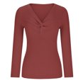thumbnail image 4 of Timegard Chandails pour Femmes pour Sortir Col en V Croisé Manches Longues Coupe Ajustée Tricot Chandail Automne, 4 of 8