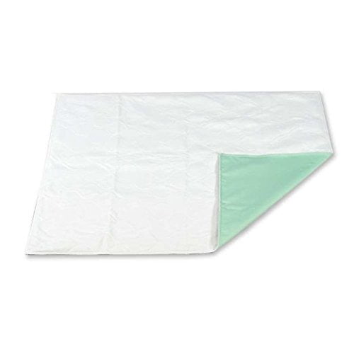 Nobles Reusable / Washable Bed Pads / High Quality Waterproof Incontinence Underpad - 24x36 - 2 Pack. A rectangular bed pad with a white quilted top layer and a green waterproof backing, designed for adults, children, and pets. Features a durable three-layer design and can withstand up to 350 washes. Includes two pads in assorted colors.