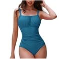 thumbnail image 1 of Push Up One Piece Swimsuits Womens Adjustable Straps Tummy Control Bathing Suits Scoop Neck Ruched Slimming Swimwear, 1 of 5