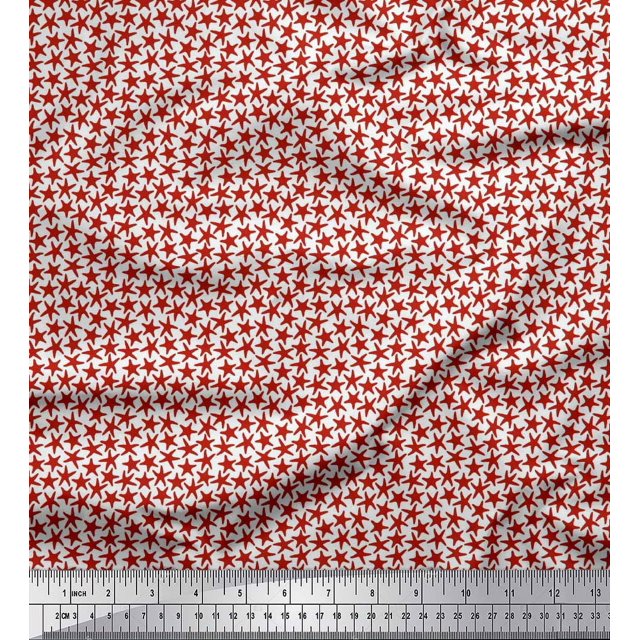Soimoi Cotton Duck Fabric Stars Star Decor Fabric Printed Yard 56 Inch Wide